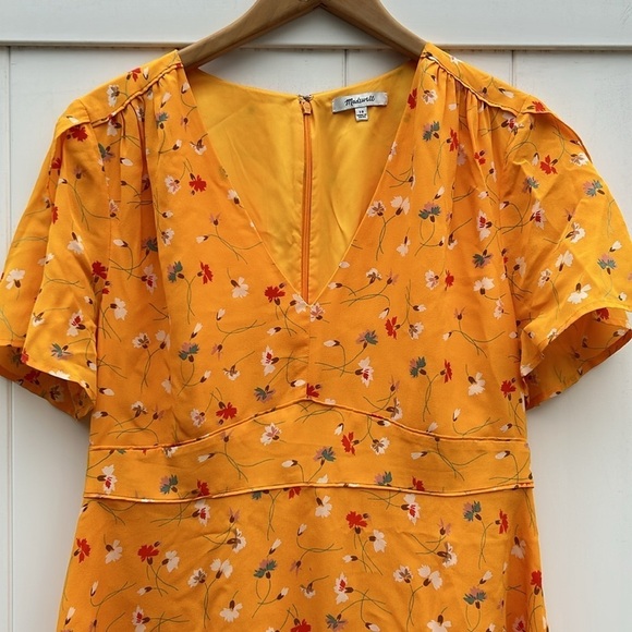 Madewell Belladona Silk Dress In Painted Carnations Boho Fall Chic Sz 12 - Picture 5 of 11